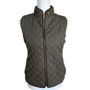 C’esttoi USA Quilted Vest Women’s Medium Olive Brown Zip Front Puffer